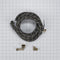 Dishwasher Inlet Supply Hose Kit of 12' rubber hose with two 3/8" ends, and 3/8" & 3/4" connectors