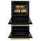 Autograph Edition 30 In. Professional True Convection Double Wall Oven With Air Fry And Self Clean In Black Stainless Steel With Champagne Bronze Handles