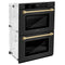 Autograph Edition 30 In. Professional True Convection Double Wall Oven With Air Fry And Self Clean In Black Stainless Steel With Champagne Bronze Handles