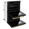 Autograph Edition 30 In. Professional True Convection Double Wall Oven With Air Fry And Self Clean In Black Stainless Steel With Champagne Bronze Handles