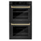 Autograph Edition 30 In. Professional True Convection Double Wall Oven With Air Fry And Self Clean In Black Stainless Steel With Champagne Bronze Handles