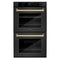 Autograph Edition 30 In. Professional True Convection Double Wall Oven With Air Fry And Self Clean In Black Stainless Steel With Champagne Bronze Handles