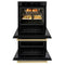 Autograph Edition 30 In. Professional True Convection Double Wall Oven With Air Fry And Self Clean In Black Stainless Steel With Champagne Bronze Handles