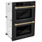 Autograph Edition 30 In. Professional True Convection Double Wall Oven With Air Fry And Self Clean In Black Stainless Steel With Champagne Bronze Handles