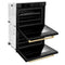 Autograph Edition 30 In. Professional True Convection Double Wall Oven With Air Fry And Self Clean In Black Stainless Steel With Champagne Bronze Handles