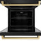 Autograph Edition 30 In. Professional True Convection Double Wall Oven With Air Fry And Self Clean In Black Stainless Steel With Champagne Bronze Handles