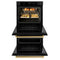 Autograph Edition 30 In. Professional True Convection Double Wall Oven With Air Fry And Self Clean In Black Stainless Steel With Polished Gold Handles