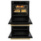 Autograph Edition 30 In. Professional True Convection Double Wall Oven With Air Fry And Self Clean In Black Stainless Steel With Polished Gold Handles