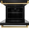 Autograph Edition 30 In. Professional True Convection Double Wall Oven With Air Fry And Self Clean In Black Stainless Steel With Polished Gold Handles