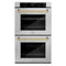 Autograph Edition 30 In. Professional True Convection Double Wall Oven With Air Fry And Self Clean In Satin Stainless Steel With Champagne Bronze Handles