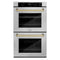 Autograph Edition 30 In. Professional True Convection Double Wall Oven With Air Fry And Self Clean In Satin Stainless Steel With Champagne Bronze Handles