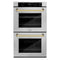 Autograph Edition 30 In. Professional True Convection Double Wall Oven With Air Fry And Self Clean In Satin Stainless Steel With Polished Gold Handles