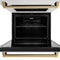 Autograph Edition 30 In. Professional True Convection Double Wall Oven With Air Fry And Self Clean In Satin Stainless Steel With Polished Gold Handles