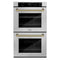 Autograph Edition 30 In. Professional True Convection Double Wall Oven With Air Fry And Self Clean In Satin Stainless Steel With Polished Gold Helix Handles