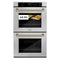 Autograph Edition 30 In. Professional True Convection Double Wall Oven With Air Fry And Self Clean In Satin Stainless Steel With Polished Gold Helix Handles