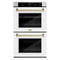 Autograph Edition 30 In. Professional True Convection Double Wall Oven With Air Fry And Self Clean In Satin Stainless Steel With White Matte Doors And Champagne Bronze Handles