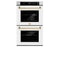 Autograph Edition 30 In. Professional True Convection Double Wall Oven With Air Fry And Self Clean In Satin Stainless Steel With White Matte Doors And Champagne Bronze Handles