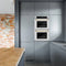 Autograph Edition 30 In. Professional True Convection Double Wall Oven With Air Fry And Self Clean In Satin Stainless Steel With White Matte Doors And Champagne Bronze Handles