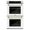 Autograph Edition 30 In. Professional True Convection Double Wall Oven With Air Fry And Self Clean In Satin Stainless Steel With White Matte Doors And Champagne Bronze Handles