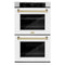 Autograph Edition 30 In. Professional True Convection Double Wall Oven With Air Fry And Self Clean In Satin Stainless Steel With White Matte Doors And Champagne Bronze Handles