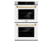 Autograph Edition 30 In. Professional True Convection Double Wall Oven With Air Fry And Self Clean In Satin Stainless Steel With White Matte Doors And Champagne Bronze Handles