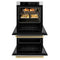 Autograph Edition 30 In. Professional True Convection Double Wall Oven With Air Fry And Self Clean In Satin Stainless Steel With White Matte Doors And Champagne Bronze Handles