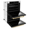 Autograph Edition 30 In. Professional True Convection Double Wall Oven With Air Fry And Self Clean In Satin Stainless Steel With White Matte Doors And Champagne Bronze Handles