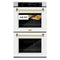 Autograph Edition 30 In. Professional True Convection Double Wall Oven With Air Fry And Self Clean In Satin Stainless Steel With White Matte Doors And Polished Gold Handles