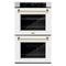 Autograph Edition 30 In. Professional True Convection Double Wall Oven With Air Fry And Self Clean In Satin Stainless Steel With White Matte Doors And Polished Gold Handles