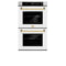 Autograph Edition 30 In. Professional True Convection Double Wall Oven With Air Fry And Self Clean In Satin Stainless Steel With White Matte Doors And Polished Gold Handles