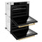 Autograph Edition 30 In. Professional True Convection Double Wall Oven With Air Fry And Self Clean In Satin Stainless Steel With White Matte Doors And Polished Gold Handles