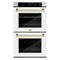 Autograph Edition 30 In. Professional True Convection Double Wall Oven With Air Fry And Self Clean In Satin Stainless Steel With White Matte Doors And Polished Gold Handles