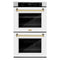 Autograph Edition 30 In. Professional True Convection Double Wall Oven With Air Fry And Self Clean In Satin Stainless Steel With White Matte Doors And Polished Gold Handles