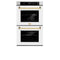 Autograph Edition 30 In. Professional True Convection Double Wall Oven With Air Fry And Self Clean In Satin Stainless Steel With White Matte Doors And Polished Gold Handles
