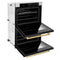 Autograph Edition 30 In. Professional True Convection Double Wall Oven With Air Fry And Self Clean In Satin Stainless Steel With White Matte Doors And Polished Gold Handles