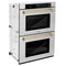 Autograph Edition 30 In. Professional True Convection Double Wall Oven With Air Fry And Self Clean In Stainless Steel With Champagne Bronze Handles