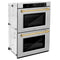Autograph Edition 30 In. Professional True Convection Double Wall Oven With Air Fry And Self Clean In Stainless Steel With Polished Gold Handles