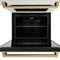 Autograph Edition 30 In. Professional True Convection Double Wall Oven With Air Fry And Self Clean In Stainless Steel With Polished Gold Handles