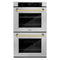 Autograph Edition 30 In. Professional True Convection Double Wall Oven With Air Fry And Self Clean In Stainless Steel With Polished Gold Handles