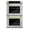 Autograph Edition 30 In. Professional True Convection Double Wall Oven With Air Fry And Self Clean In Stainless Steel With Polished Gold Handles