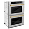 Autograph Edition 30 In. Professional True Convection Double Wall Oven With Air Fry And Self Clean In Stainless Steel With Polished Gold Handles