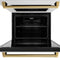 Autograph Edition 30 In. Professional True Convection Double Wall Oven With Air Fry And Self Clean In Stainless Steel With Polished Gold Handles