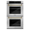 Autograph Edition 30 In. Professional True Convection Double Wall Oven With Air Fry And Self Clean In Stainless Steel With Champagne Bronze Helix Handles