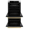 Autograph Edition 30 In. Professional True Convection Double Wall Oven With Air Fry And Self Clean In Stainless Steel With White Matte Doors And Champagne Bronze Handles