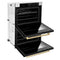 Autograph Edition 30 In. Professional True Convection Double Wall Oven With Air Fry And Self Clean In Stainless Steel With White Matte Doors And Champagne Bronze Handles