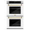 Autograph Edition 30 In. Professional True Convection Double Wall Oven With Air Fry And Self Clean In Stainless Steel With White Matte Doors And Champagne Bronze Handles