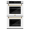 Autograph Edition 30 In. Professional True Convection Double Wall Oven With Air Fry And Self Clean In Stainless Steel With White Matte Doors And Champagne Bronze Handles
