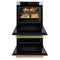 Autograph Edition 30 In. Professional True Convection Double Wall Oven With Air Fry And Self Clean In Stainless Steel With White Matte Doors And Champagne Bronze Handles