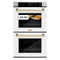Autograph Edition 30 In. Professional True Convection Double Wall Oven With Air Fry And Self Clean In Stainless Steel With White Matte Doors And Polished Gold Handles
