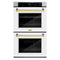 Autograph Edition 30 In. Professional True Convection Double Wall Oven With Air Fry And Self Clean In Stainless Steel With White Matte Doors And Polished Gold Handles